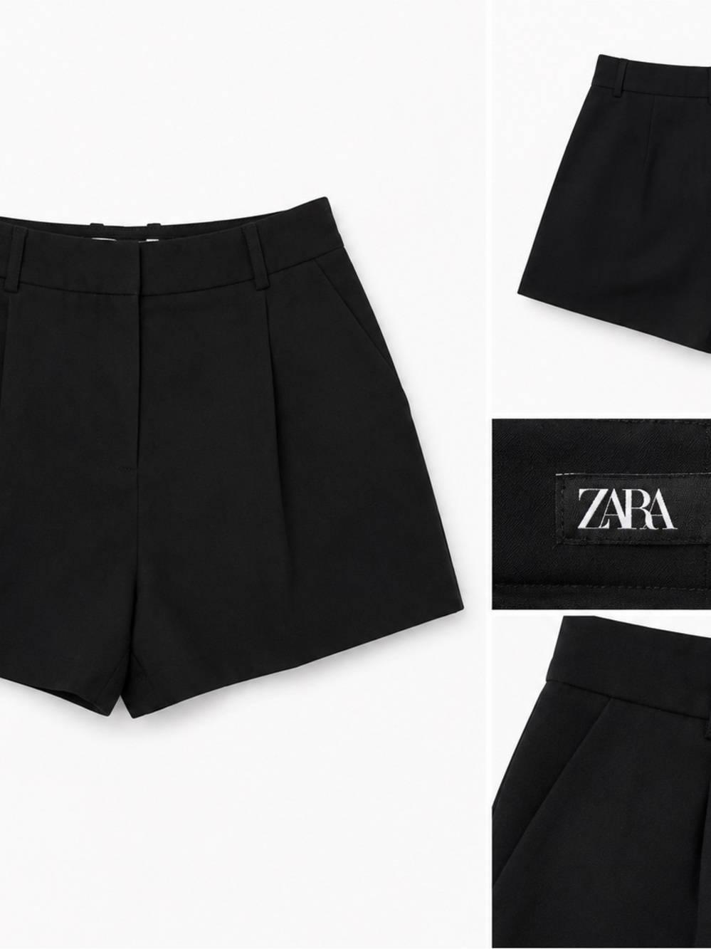 Zara Black High-Rise Tailored Shorts